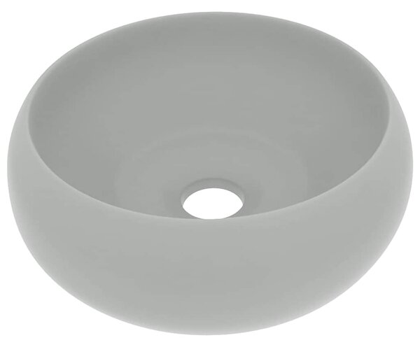 Luxusní umyvadlo kulaté matné světle šedé 40 x 15 cm keramické 147004