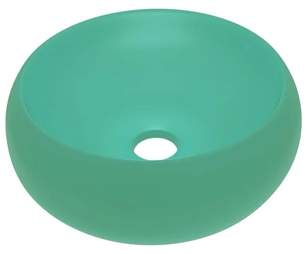Luxusní umyvadlo kulaté matné světle zelené 40x15 cm keramické 147002