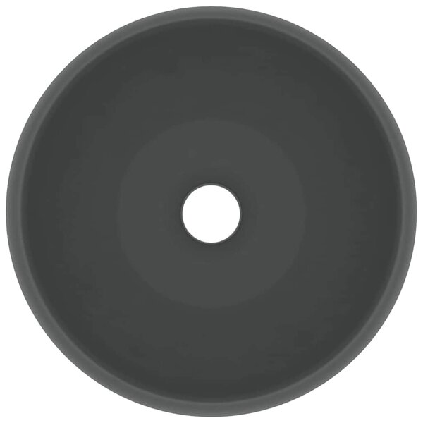 Luxusní umyvadlo kulaté matné tmavě šedé 40 x 15 cm keramické 147005