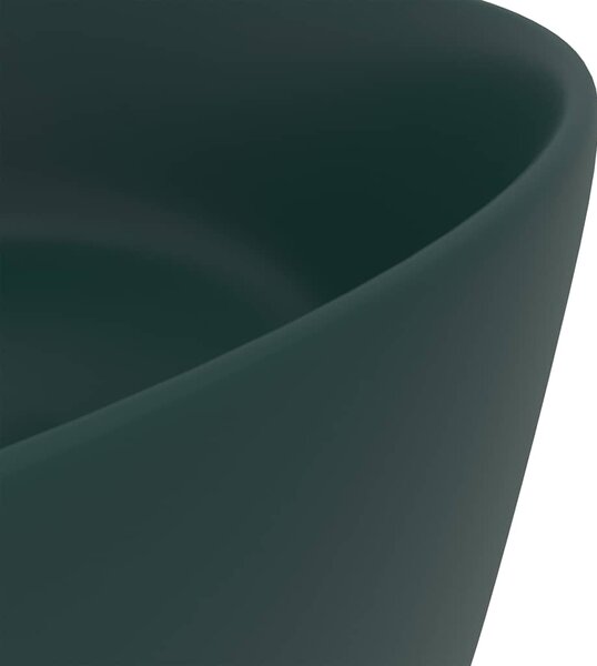 Luxusní umyvadlo kulaté matné tmavě zelené 40 x 15 cm keramické 147014