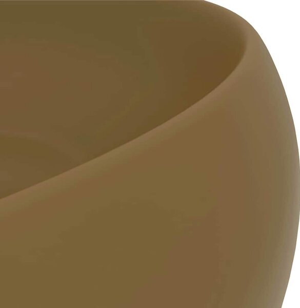Luxusní umyvadlo kulaté matné krémové 40 x 15 cm keramické 147007