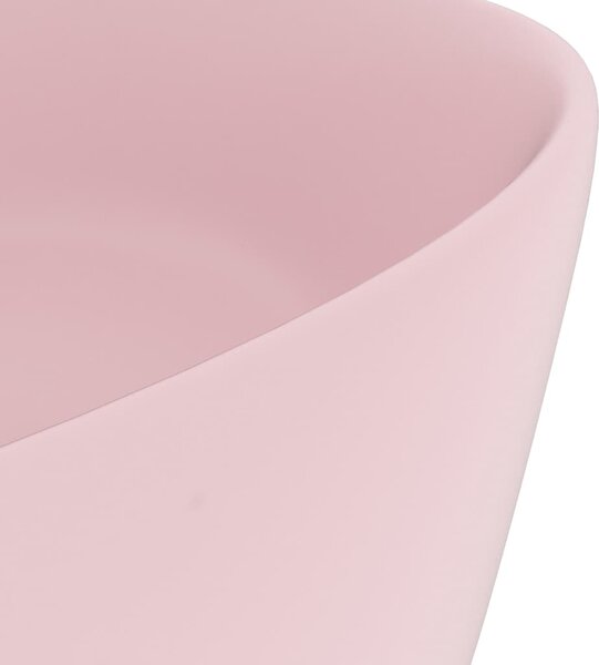 Luxusní umyvadlo kulaté matné růžové 40 x 15 cm keramické 147010