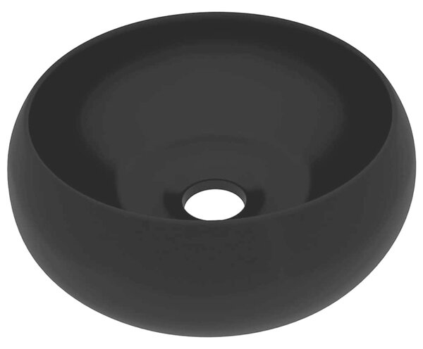 Luxusní umyvadlo kulaté matné černé 40 x 15 cm keramické 147008