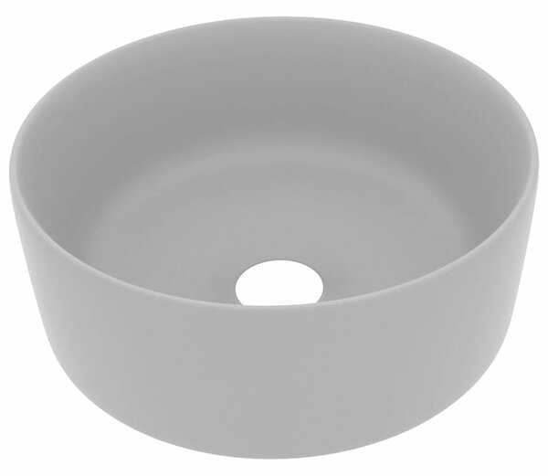 Luxusní umyvadlo kulaté matné světle šedé 40 x 15 cm keramické 147015