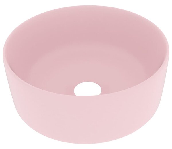 Luxusní umyvadlo kulaté matné růžové 40 x 15 cm keramické 147010