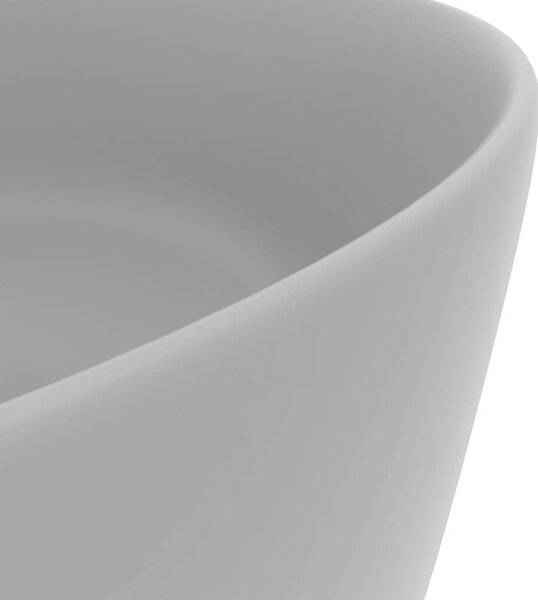Luxusní umyvadlo kulaté matné světle šedé 40 x 15 cm keramické 147015