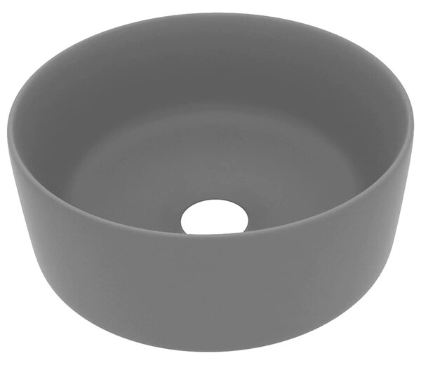 Luxusní umyvadlo kulaté matné tmavě šedé 40 x 15 cm keramické 147016