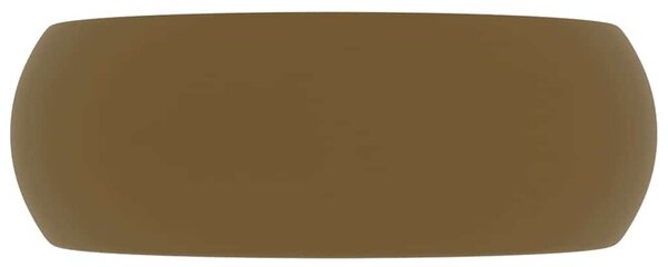 Luxusní umyvadlo kulaté matné krémové 40 x 15 cm keramické 147007