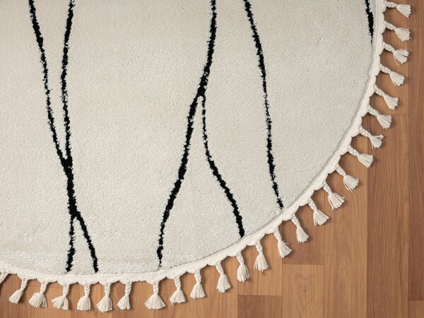 My Flair, Kusový koberec Moroccan Serenity weiß kruh, 140x140 (průměr) kruh, černobílá, ložnice