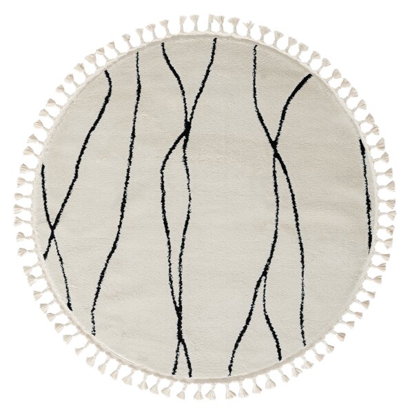 My Flair, Kusový koberec Moroccan Serenity weiß kruh, 140x140 (průměr) kruh, černobílá, ložnice
