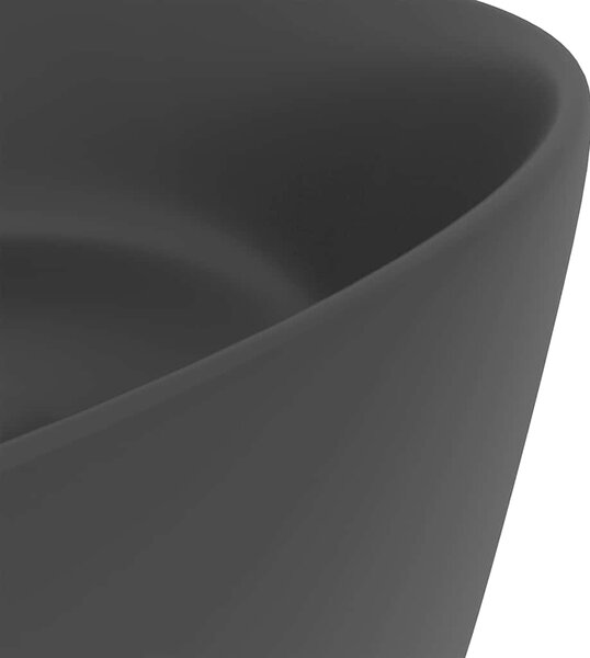 Luxusní umyvadlo kulaté matné černé 40 x 15 cm keramické 147019