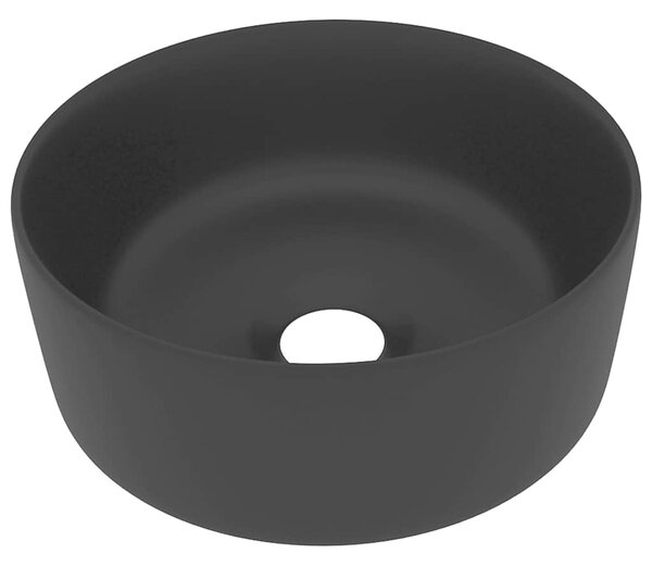 Luxusní umyvadlo kulaté matné černé 40 x 15 cm keramické 147019