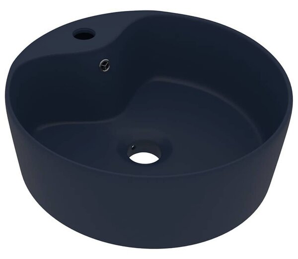 Luxusní umyvadlo přepad matné tmavě modré 36 x 13 cm keramické 147034