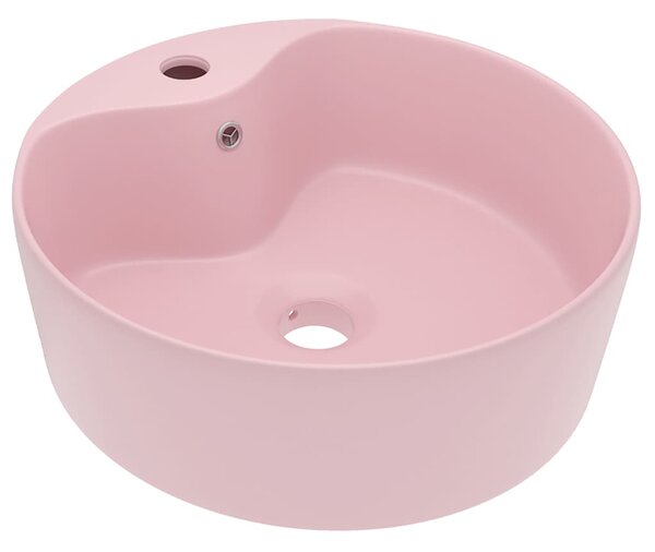 Luxusní umyvadlo s přepadem matné růžové 36 x 13 cm keramické 147032