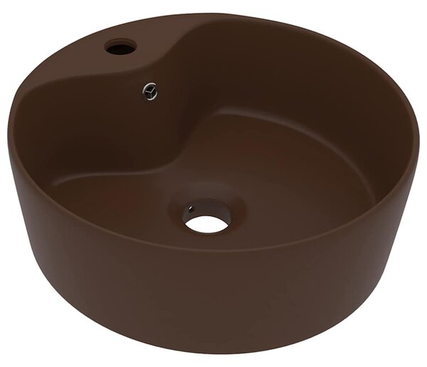 Luxusní umyvadlo přepad matné tmavě hnědé 36 x 13 cm keramické 147039
