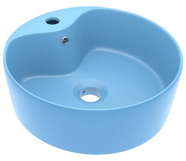 Luxusní umyvadlo přepad matné světle modré 36 x 13 cm keramické 147033