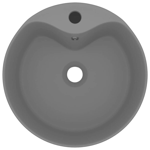 Luxusní umyvadlo přepad matné tmavě šedé 36 x 13 cm keramické 147038