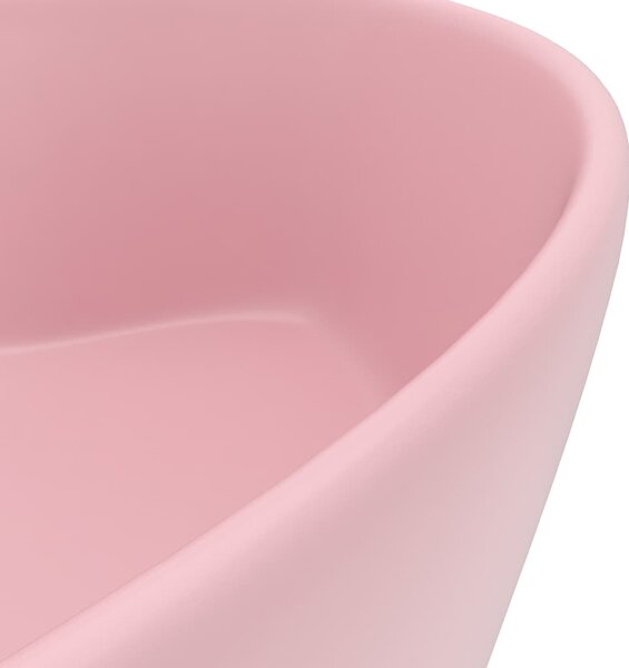 Luxusní umyvadlo s přepadem matné růžové 36 x 13 cm keramické 147032
