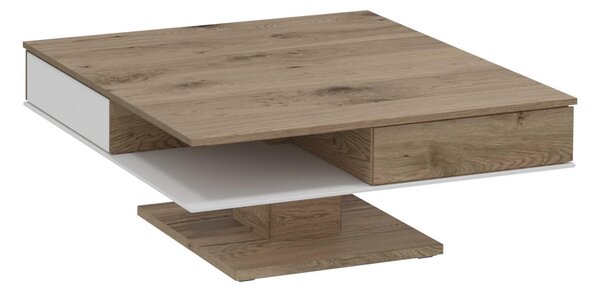 KONFERENČNÍ STOLEK, bílá, barvy dubu, dřevo, sklo, 90/90/38,3 cm Voglauer - Konferenční stolky