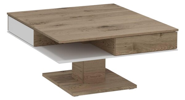 KONFERENČNÍ STOLEK, bílá, barvy dubu, dřevo, sklo, 90/90/38,3 cm Voglauer - Konferenční stolky