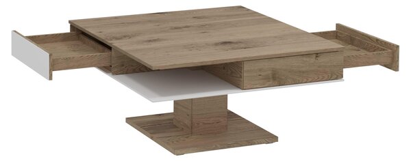 KONFERENČNÍ STOLEK, bílá, barvy dubu, dřevo, sklo, 90/90/38,3 cm Voglauer - Konferenční stolky