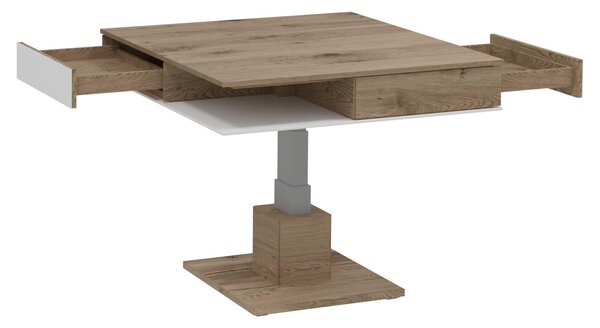 KONFERENČNÍ STOLEK, bílá, barvy dubu, dřevo, sklo, 90/90/38,3 cm Voglauer - Konferenční stolky
