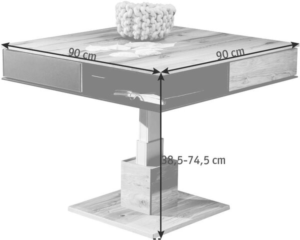 KONFERENČNÍ STOLEK, bílá, barvy dubu, dřevo, sklo, 90/90/38,3 cm Voglauer - Konferenční stolky