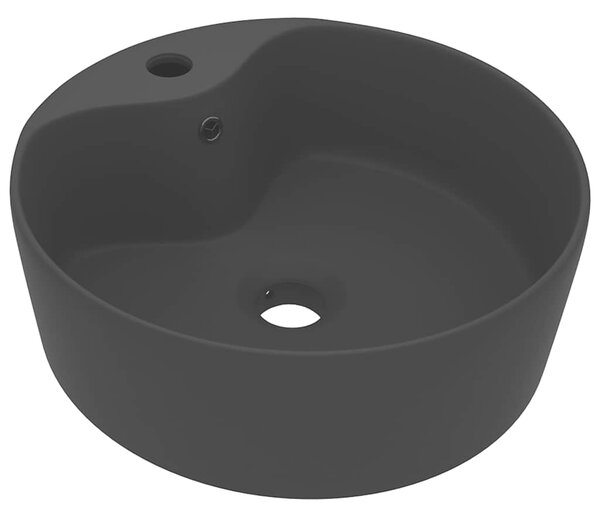 Luxusní umyvadlo s přepadem matné černé 36 x 13 cm keramické 147041