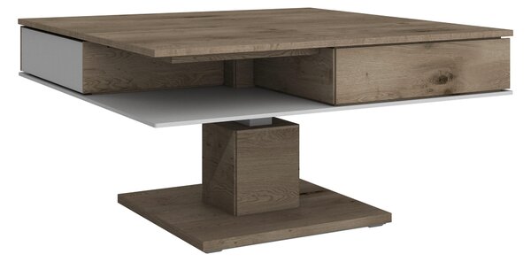 KONFERENČNÍ STOLEK, bílá, barvy dubu, dřevo, sklo, 90/90/38,3 cm Voglauer - Konferenční stolky