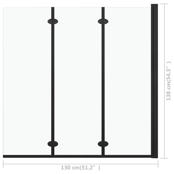 Skládací sprchový kout se 3 panely ESG 130 x 138 cm černý 147191