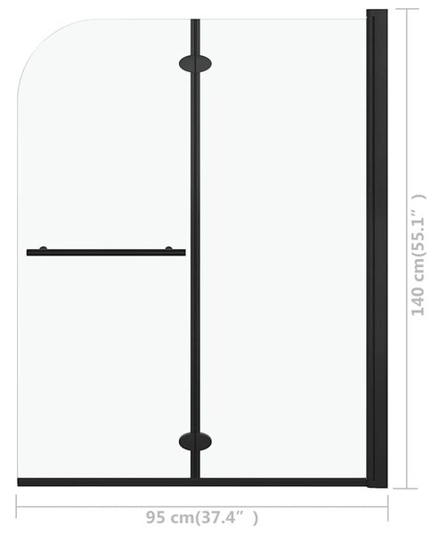 Skládací sprchový kout se 2 panely ESG 95 x 140 cm černý 147193