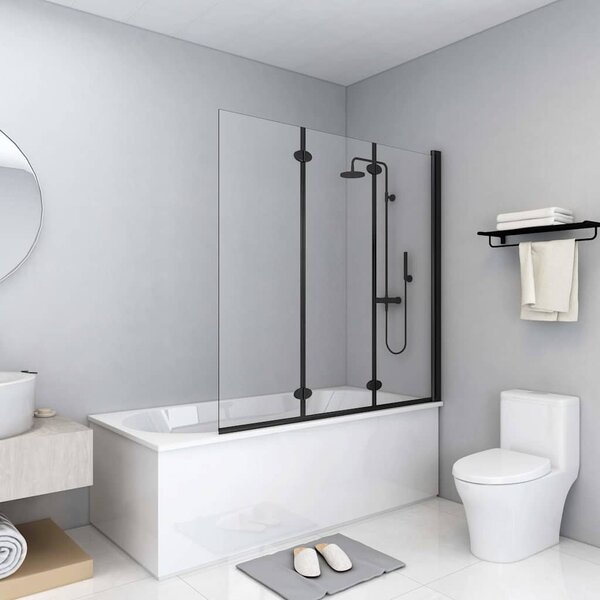 Skládací sprchový kout se 3 panely ESG 130 x 138 cm černý 147191