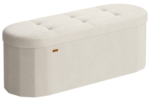 SONGMICS Skládací taburet s úložným prostorem objem 110 l 110 x 38 x 38 cm krémová