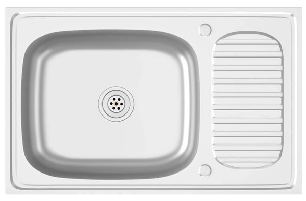 Kuchyňský dřez s odtokem stříbrný 800x500x155 mm nerezová ocel 147232