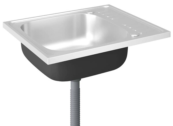 Kuchyňský dřez s odtokem stříbrný 600x500x155 mm nerezová ocel 147230