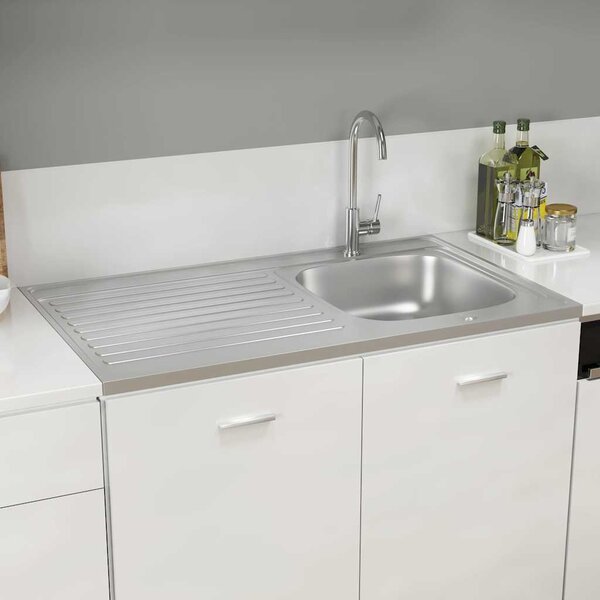 Kuchyňský dřez s odtokem stříbrný 1000x600x155 mm nerezová ocel 147237