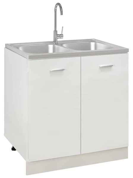 Kuchyňský dvojitý dřez stříbrný 800x600x155 mm nerezová ocel 147235
