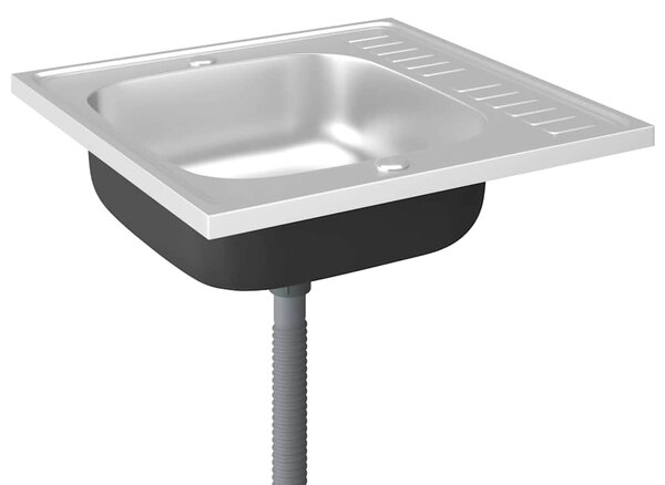 Kuchyňský dřez s odtokem stříbrný 600x600x155 mm nerezová ocel 147231
