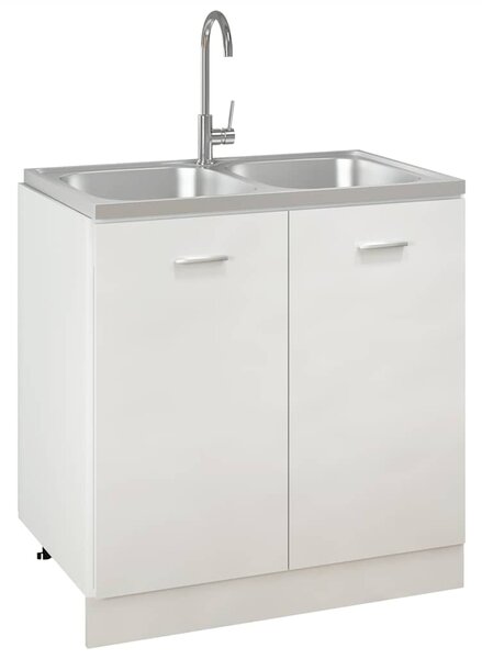 Kuchyňský dvojitý dřez stříbrný 800x500x155 mm nerezová ocel 147234