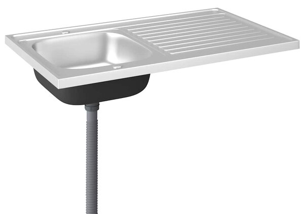 Kuchyňský dřez s odtokem stříbrný 1000x600x155 mm nerezová ocel 147237