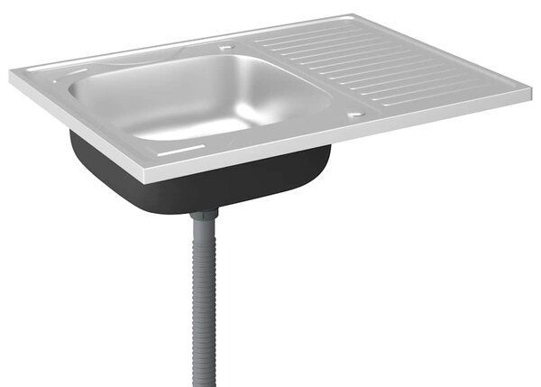Kuchyňský dřez s odtokem stříbrný 800x600x155 mm nerezová ocel 147233