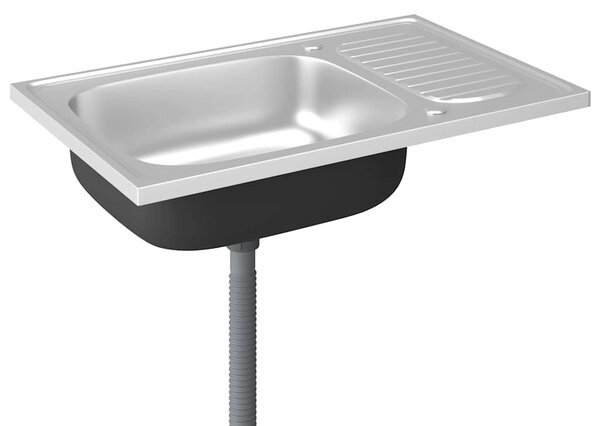 Kuchyňský dřez s odtokem stříbrný 800x500x155 mm nerezová ocel 147232