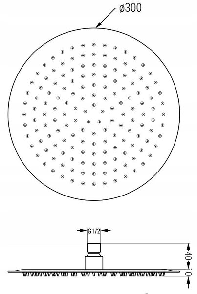 Mexen KAI, podomítkové rameno 40cm + sprchová hlavice 30cm, grafitová, 79230-66 + 79211-66