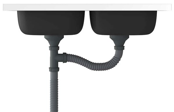 Kuchyňský dvojitý dřez stříbrný 800x600x155 mm nerezová ocel 147235