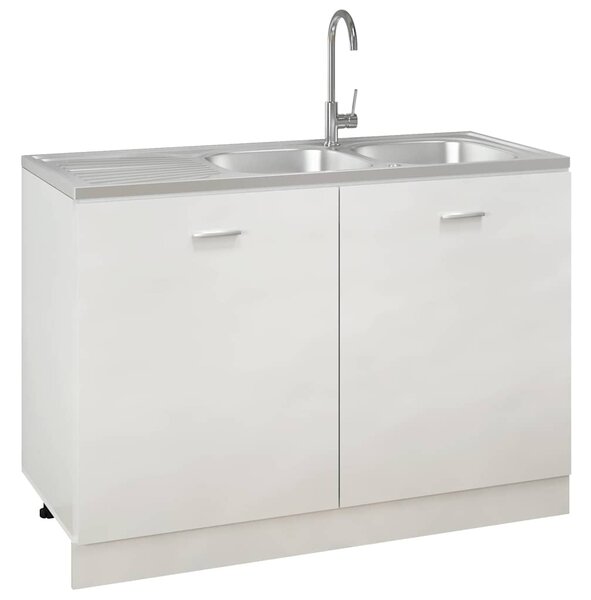 Kuchyňský dvojitý dřez stříbrný 1 200x500x155 mm nerezová ocel 147238