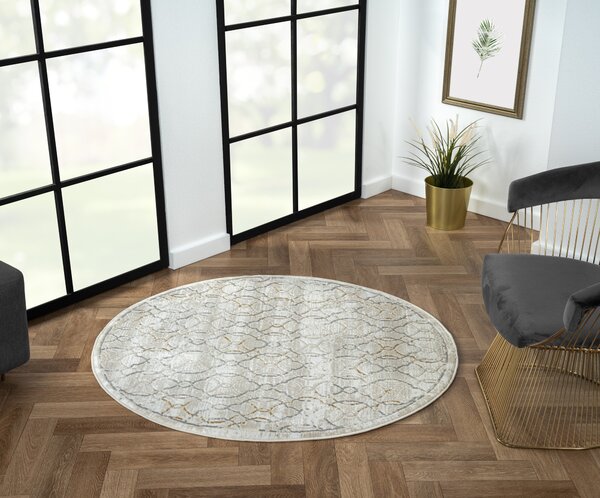 My Flair, Kusový koberec My Floor CA60034 creme kruh, 120x120 (průměr) kruh, šedá, chodba / předsíň
