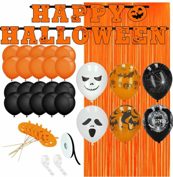 Halloween dekorace sada 38ks SPRINGOS HA5216 černo-oranžová