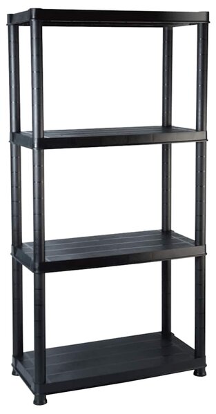 Úložný regál 4patrový černý 61 x 30,5 x 130 cm plast 147683