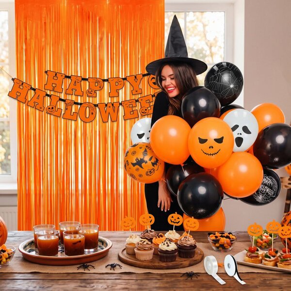 Halloween dekorace sada 38ks SPRINGOS HA5216 černo-oranžová