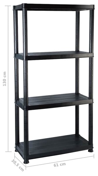 Úložný regál 4patrový černý 61 x 30,5 x 130 cm plast 147683